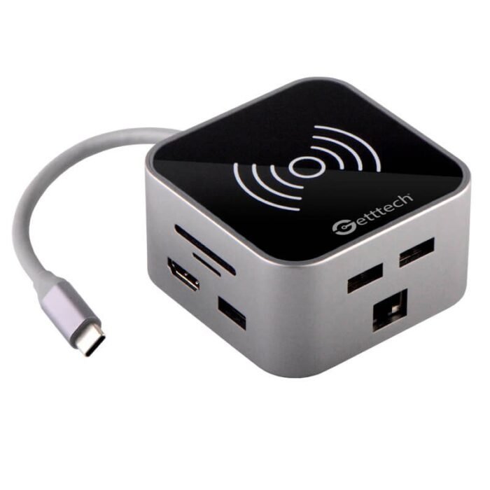 HUB GETTTECH TIPO C WIRELESS GHW-69401 HDMI/RJ45/SD/TF/USB/3.5MM - Imagen 1