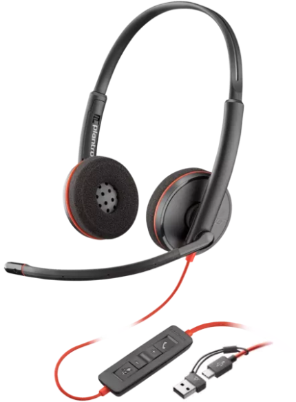POLY DIADEMA BLACKWIRE 3220 USB-C HEADSET + USB-C/A ADAPTER (8X228A6)