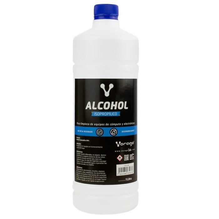 ALCOHOL ISOPROPILICO VORAGO BOTELLA 1 LT RAPIDA EVAPORACION CLN-108 - Imagen 1