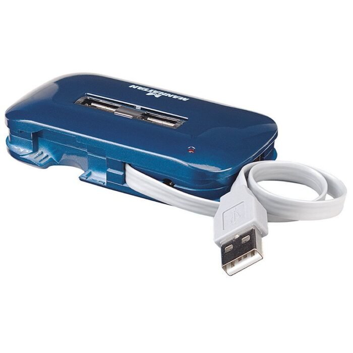 HUB MANHATTAN USB V2.0  7 PTOS AZUL CON FUENTE 161039 - Imagen 1