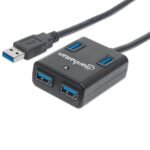 HUB USB V3.0 MANHATTAN 4 PTOS SUPER VELOCIDAD 162296