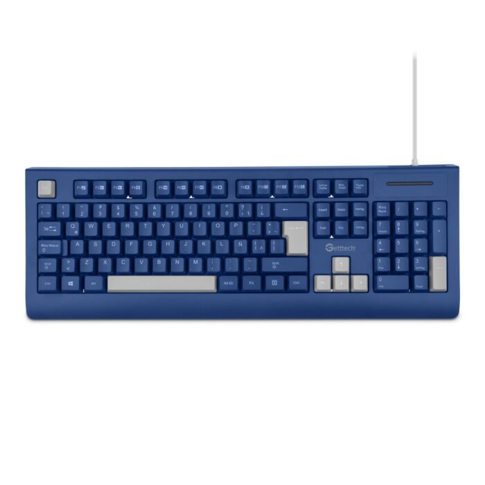 TECLADO SLIM GETTTECH AZUL ESPAÑOL USB CON REPOSAMANOS GGK-ESMWR-02-BL - Imagen 1
