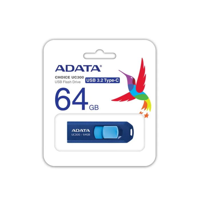 MEMORIA FLASH ADATA UC300 64GB USB-C 3.2 AZUL (ACHO-UC300-64G-RNB/BU) - Imagen 1