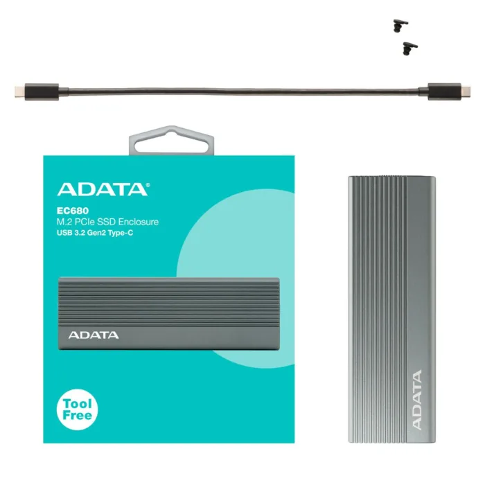 ENCLOSURE ADATA EC680 M.2/PCIE SSD USB 3.2 TIPO C (EC680-CCGY) - Imagen 1