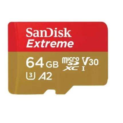MEMORIA SANDISK MICRO SD EXTREME 64GB V30 A2 C/A (SDSQXAH-064G-GN6AA)