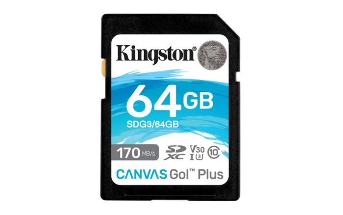 MEMORIA KINGSTON SDXC CANVAS GO! PLUS 170RC10 UHS-I U3 V30 (SDG3/64GB) - Imagen 1