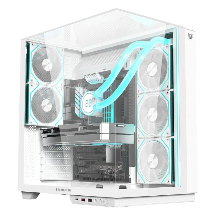 GABINETE GAMER MEDIA TORRE TANK MAJESTIC 7600/MAX MB ATX LEGEND BLANCO - Imagen 1