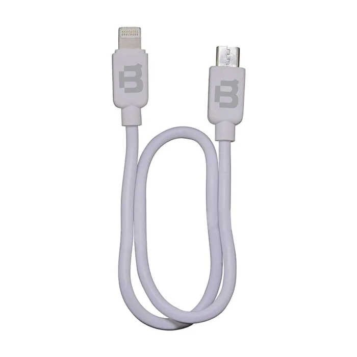 CABLE PLASTICO BLACKPCS DOBLE PUNTA V8/LIGHTNING BLANCO 30CM(CAWDPP-1) - Imagen 1