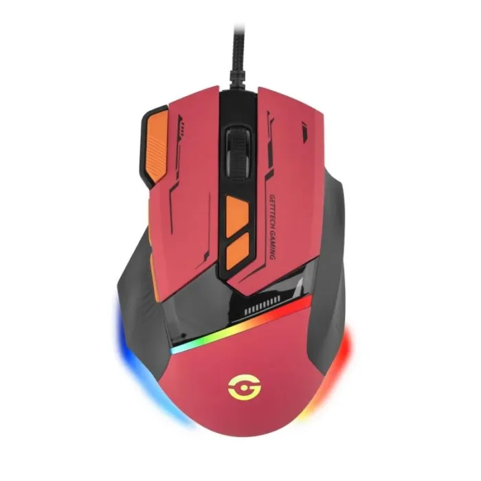 MOUSE GETTTECH GAMING ERGONOMICO ROJO 7200 DPI 3M CLICS 125 HZ RGB GPM-RGBWR-G1-RD - Imagen 1