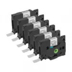 CINTA DE ETIQUETAS LAMINADA QIAN (6 PACK) NEGRO/TRANSPARENTE QZE-131