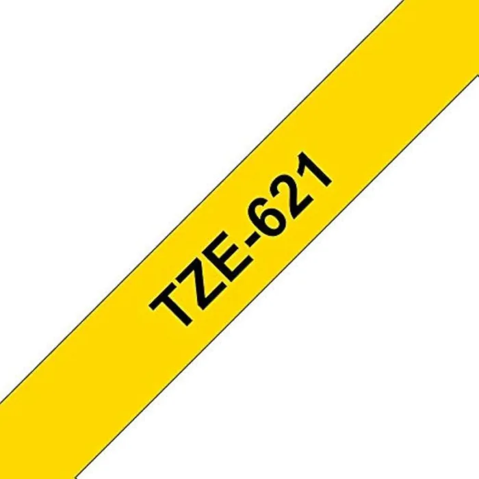 CINTA DE ETIQUETAS LAMINADA QIAN (6 PACK) NEGRO/AMARILLO QZe-621 - Imagen 1