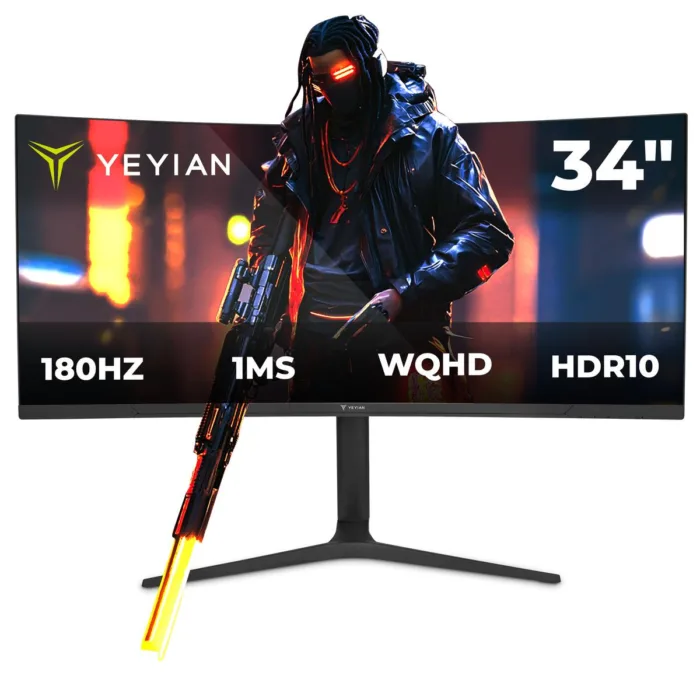 MONITOR YEYIAN GAMER CURVO 34" 2K 180HZ YMC-FV234-M1 - Imagen 1