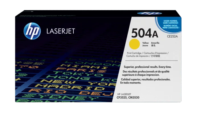 CARTUCHO HP 504A AMARIALLO LASERJET CP3525 CM3530 CE252A - Imagen 1