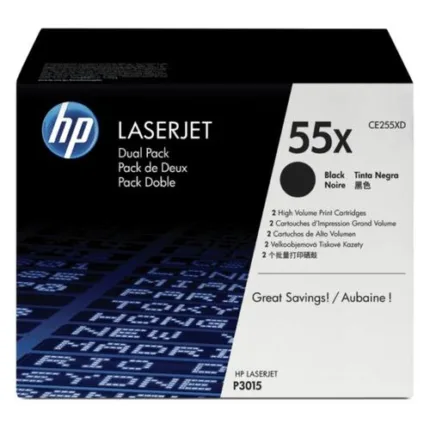 TONER HP 55X NEGRO DUAL PACK LASERJET P3015 (CE255XD)