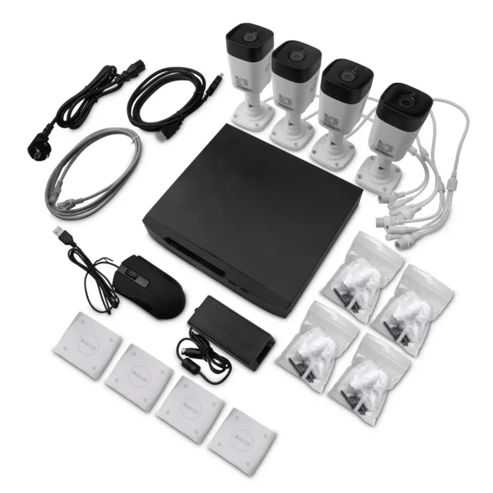 KIT NVR QIAN 8 CANALES, 4CAM 5MP IP POE BULLET, 1TB, VGA/HDMI/ETHERNET - Imagen 1