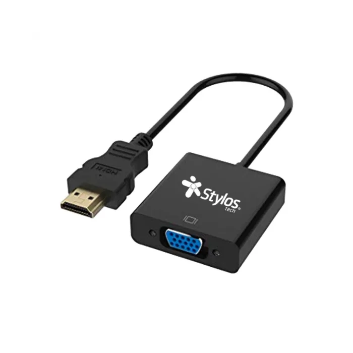 ADAPTADOR STYLOS VGA HEMBRA A HDMI MACHO CON AUX 3.5MM NEGRO STACHV1B - Imagen 1