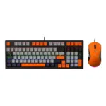 KIT GAMER 2 EN 1TECLADO 90% MECÁNICO RGB MOUSE 7200 DPI NARANJA Y GRIS